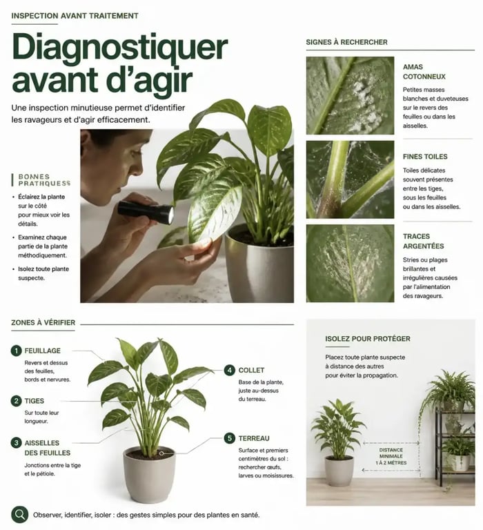 Inspection d’une plante pour identifier une maladie des plantes vertes ou un parasite