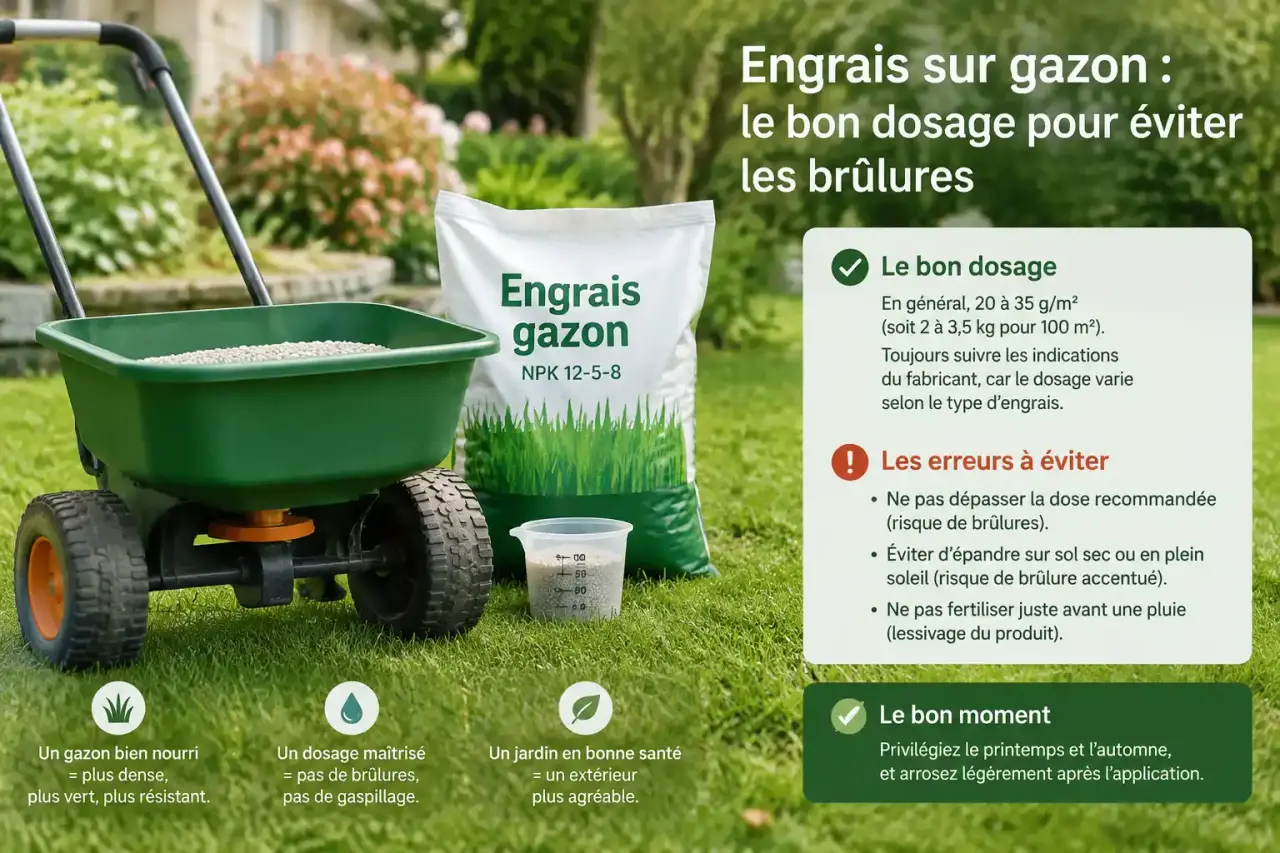 Engrais sur gazon : le bon dosage pour éviter les brûlures