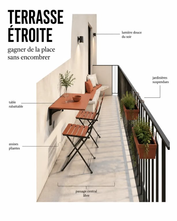 Aménager une petite terrasse sans se ruiner avec un plan d’aménagement gain de place