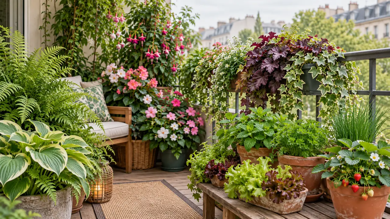 Un balcon nord peut fleurir : 5 familles pour structurer, décorer et récolter à l’ombre