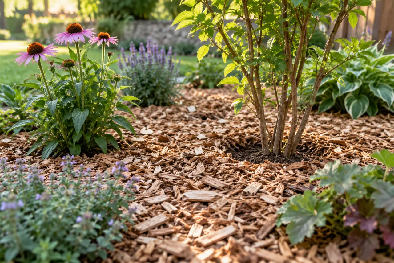 Copeaux de bois au jardin : 5 à 8 cm pour protéger le sol sans étouffer les plantations