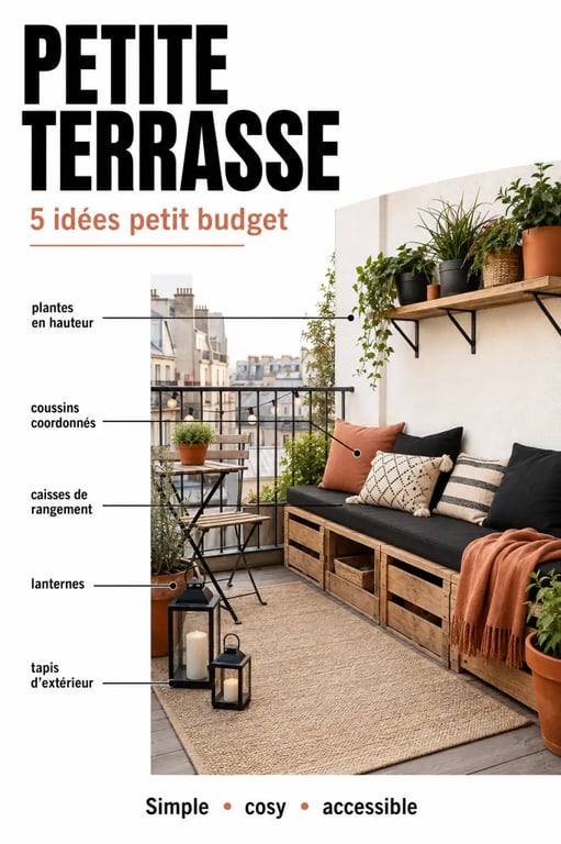 Aménager une petite terrasse sans se ruiner avec décoration low-cost et ambiance cosy