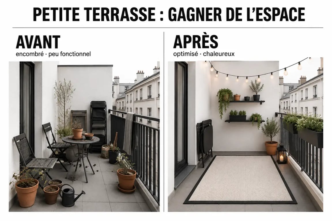 Aménager une petite terrasse sans se ruiner : avant/après d’une petite terrasse urbaine optimisée