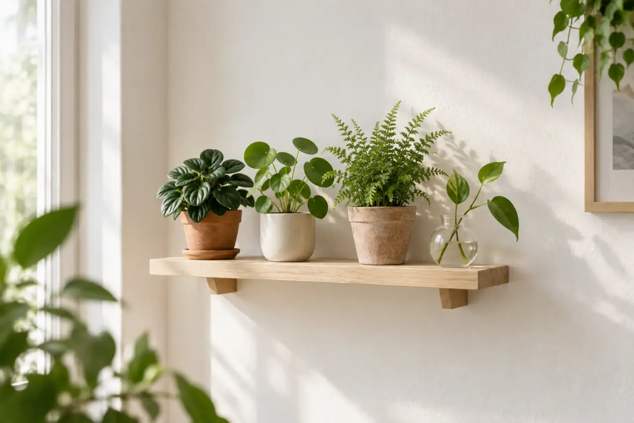 Mini plantes d’intérieur : végétaliser une étagère de 30 cm sans l’encombrer