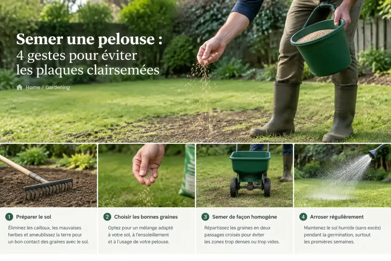 Semer une pelouse : 4 gestes pour éviter les plaques clairsemées
